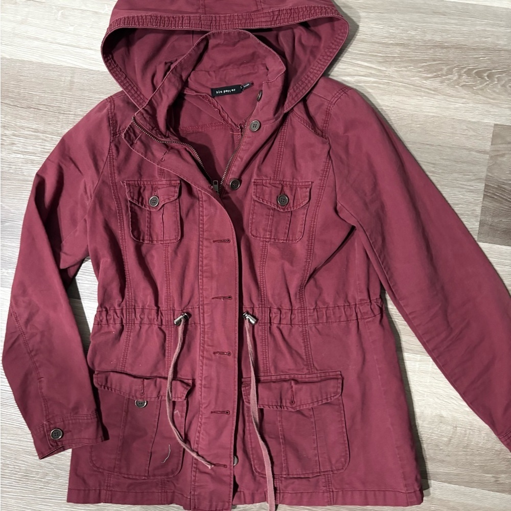 Women's Blu Pepper Hooded Jacket in Burgundy